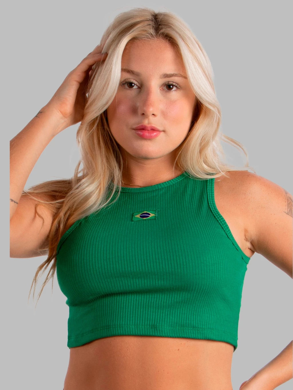 Cropped Brasil Tecido Ribana Canelado