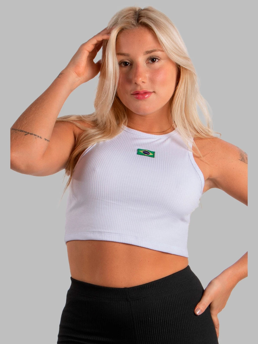 Cropped Brasil Tecido Ribana Canelado