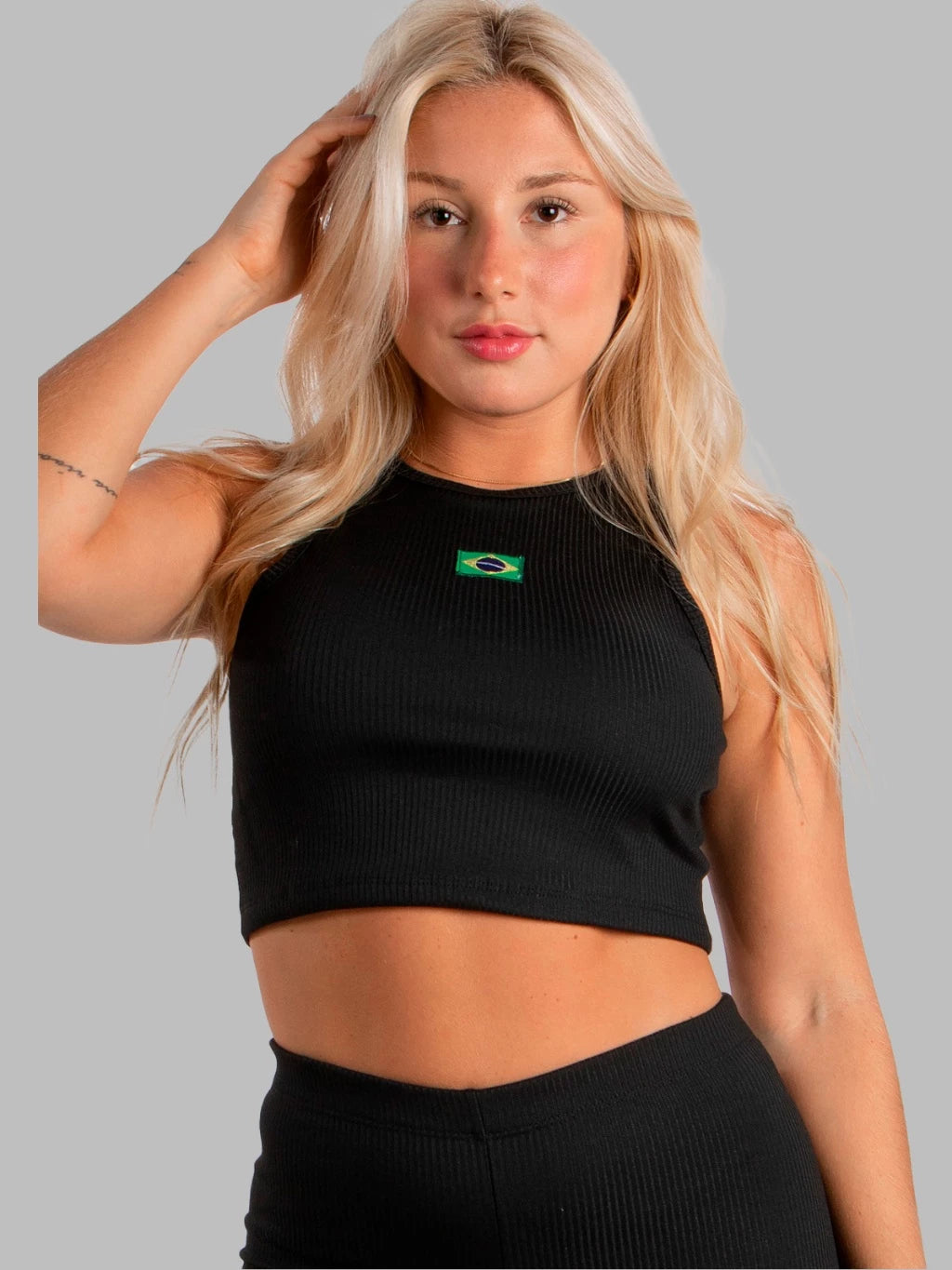 Cropped Brasil Tecido Ribana Canelado